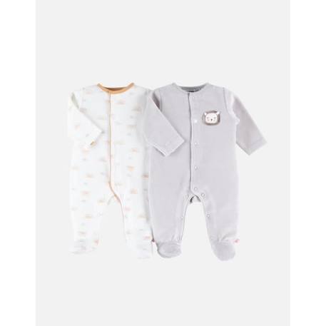 Set de 2 pyjamas 1 pièce en velours BLANC 1 - vertbaudet enfant 