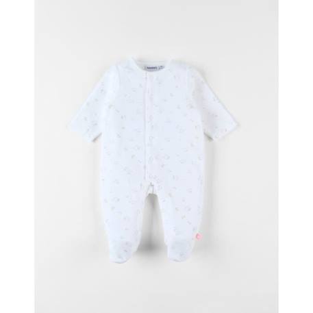 Pyjama 1 pièce imprimé oiseaux en velours BLANC 1 - vertbaudet enfant 