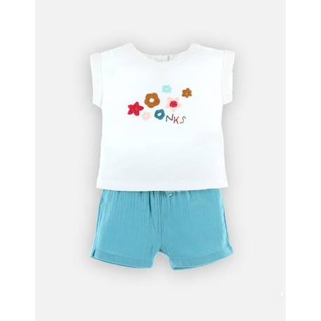 Ensemble short et t-shirt en coton BIO BLANC 2 - vertbaudet enfant 