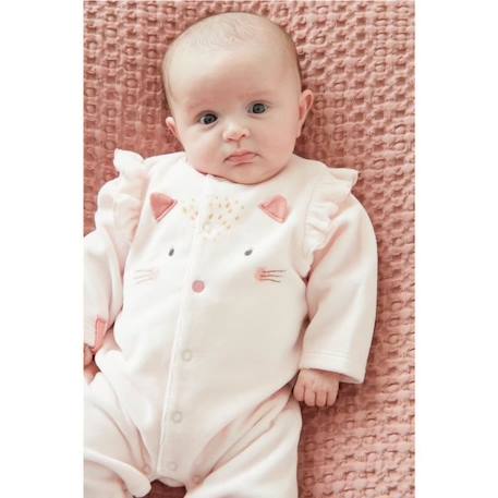 Bébé-Pyjama 1 pièce en velours broderie léoparde