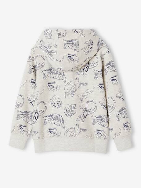 Sweat à capuche zippé motifs animaliers garçon beige chiné 2 - vertbaudet enfant 