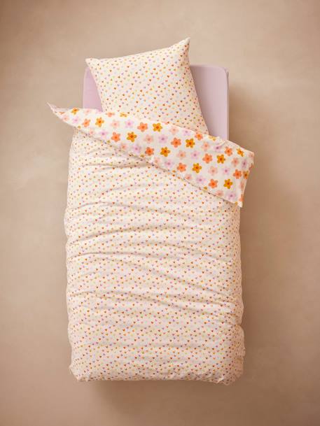 Parure housse de couette + taie d'oreiller essentiels enfant avec coton recyclé POP FLOWER multicolore 3 - vertbaudet enfant 