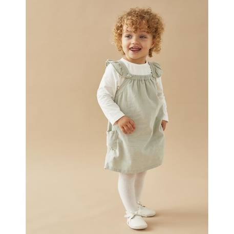 Ensemble robe en coton côtelé et t-shirt manches longues uni BLANC 1 - vertbaudet enfant 