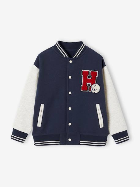 Sweat style teddy en molleton garçon badge en bouclettes. marine+vert sapin 1 - vertbaudet enfant 