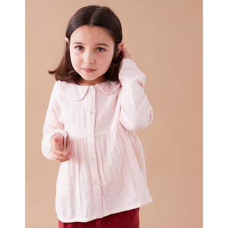 Blouse en coton manches longues boutonnées ROSE 2 - vertbaudet enfant 