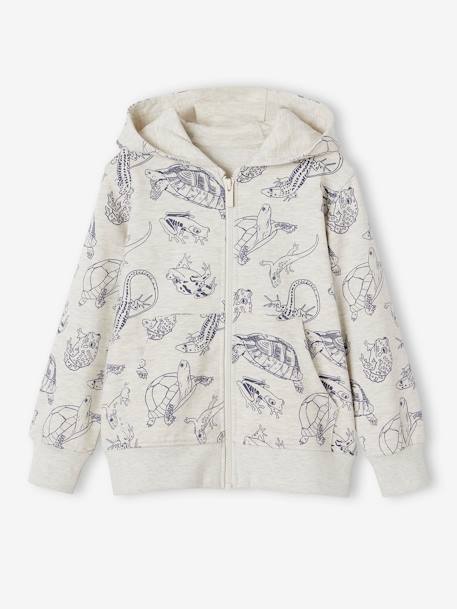 Garçon-Pull, gilet, sweat-Gilet-Sweat à capuche zippé motifs animaliers garçon