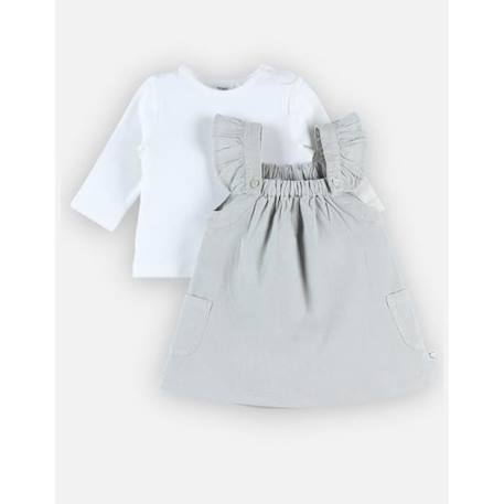 Ensemble robe en coton côtelé et t-shirt manches longues uni BLANC 4 - vertbaudet enfant 