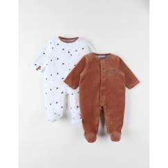 Set de 2 pyjamas dors-bien imprimé ours en velours  - vertbaudet enfant