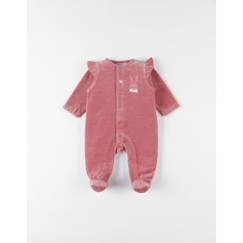 surpyjama bebe fille en maille peluche avec ailes dange rose