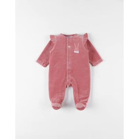 Bébé-Salopette, combinaison-Pyjama 1 pièce en velours broderie lapin