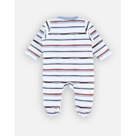 Pyjama 1 pièce rayé en jersey interlock imprimé animaux BLANC 2 - vertbaudet enfant 