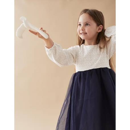 Robe bi-matière manches longues BLANC 2 - vertbaudet enfant 