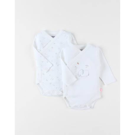 Set de 2 bodies croisés manches longues imprimé BLANC 1 - vertbaudet enfant 