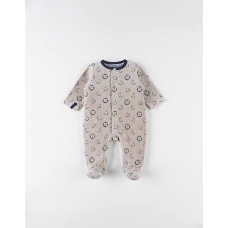 Pyjama 1 pièce imprimé lion en velours BEIGE 1 - vertbaudet enfant 