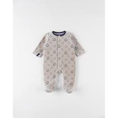 Pyjama 1 pièce imprimé lion en velours  - vertbaudet enfant