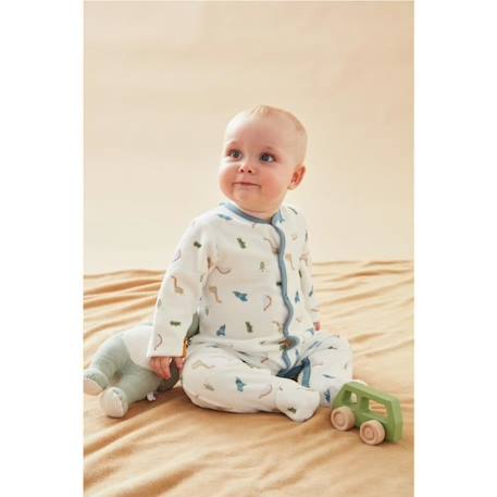 Pyjama 1 pièce imprimé dinosaure en velours BLANC 1 - vertbaudet enfant 