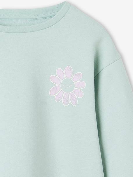 Sweat Basics motif placé fille abricot+bleu ciel+gris chiné+rose bonbon 6 - vertbaudet enfant 