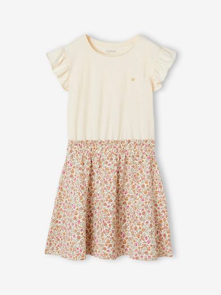 Robe effet 2 en 1 fille bleu ciel+rayé vert+vanille 9 - vertbaudet enfant 