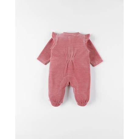 Pyjama 1 pièce en velours broderie lapin ROSE 2 - vertbaudet enfant 