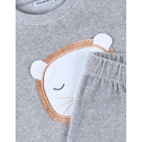 Pyjama 2 pièces imprimé Babou en velours chiné GRIS 3 - vertbaudet enfant 