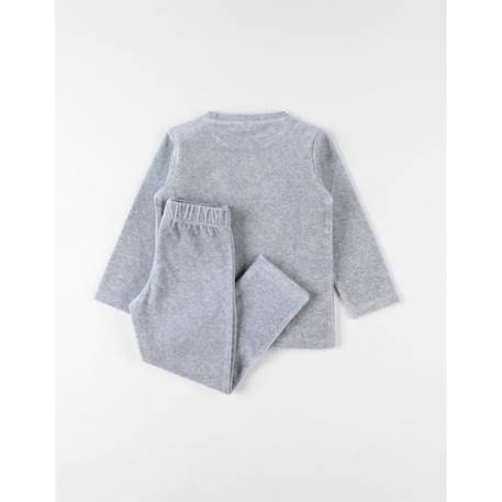 Pyjama 2 pièces imprimé Babou en velours chiné GRIS 2 - vertbaudet enfant 