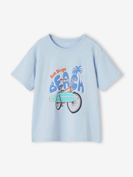 T-shirt motifs graphiques garçon manches courtes bleu ciel+bleu nuit+bois de rose+ECRU+turquoise 1 - vertbaudet enfant 