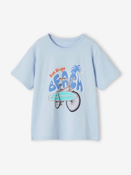 T-shirt motifs graphiques garçon manches courtes bleu ciel+bleu nuit+bois de rose+ECRU 1 - vertbaudet enfant 