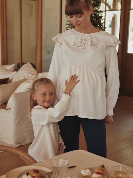 Blouse de grossesse brodée gaze de coton et viscose écru 5 - vertbaudet enfant 