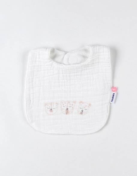 Set de 3 bavoirs - NOUKIE'S - léopard - coton - bébé - beige, blanc et marron BEIGE 2 - vertbaudet enfant 