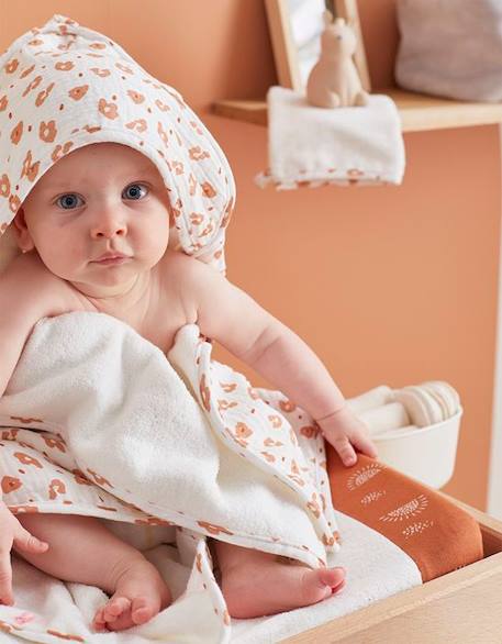 Set de bain léopard en éponge et mousseline - NOUKIE'S - Mixte - Bébé - 1 mois - Blanc BLANC 3 - vertbaudet enfant 