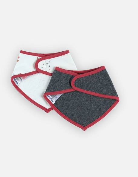 Set de 2 bavoirs bandana en coton GRIS 3 - vertbaudet enfant 