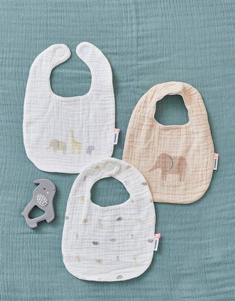 Set de 3 bavoirs imprimés BEIGE 1 - vertbaudet enfant 