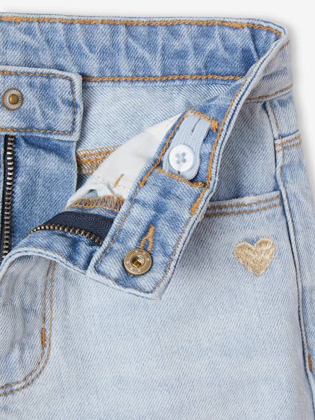 Jean large fille bas effiloché bleu ciel+bleu jean+denim bleached+denim gris+stone 3 - vertbaudet enfant 