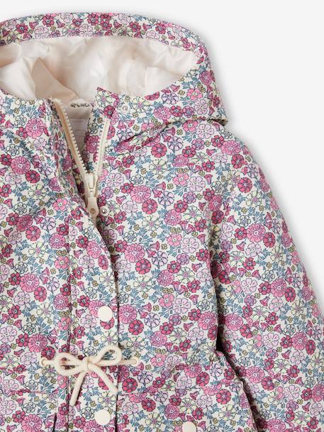 Parka courte à capuche motifs fleurs fille multicolore 4 - vertbaudet enfant 