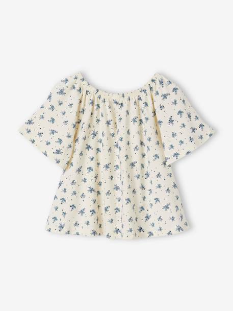 Tee-shirt blouse manches papillon fille écru+multicolore 3 - vertbaudet enfant 