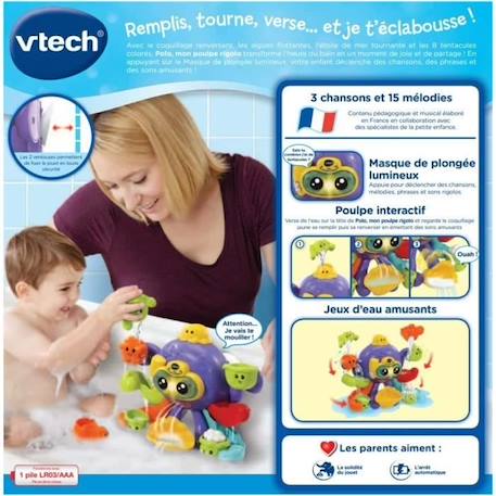 Jouet de Bain interactif VTECH BABY - Polo, Mon Poulpe Rigolo - Multicolore - Pour Bébé de 1 à 5 ans VIOLET 6 - vertbaudet enfant 