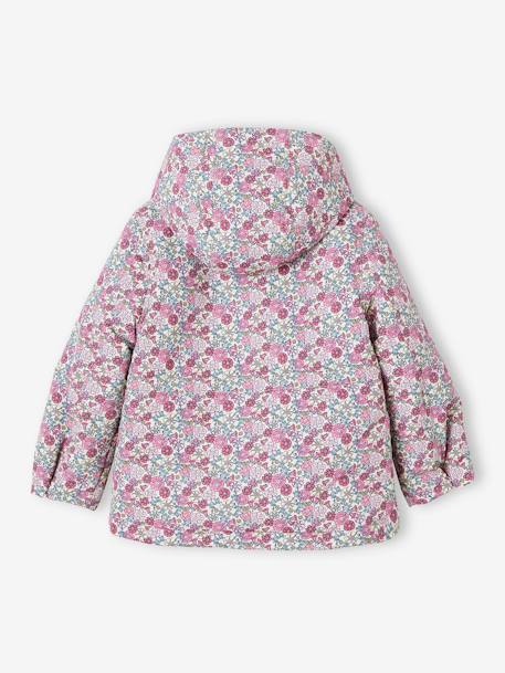 Parka courte à capuche motifs fleurs fille multicolore 3 - vertbaudet enfant 