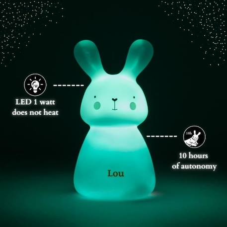 Veilleuse bébé « LOU » de Olala®, couleur Bleu - Veilleuse de nuit motif lapin lumière led lampe de nuit [ Lampe veilleuse enfant ] BLEU 3 - vertbaudet enfant 