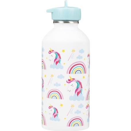 Gourde enfant Acier inoxydable - Facile à nettoyer - Gourde réutilisable - Contenance 300ml - 17 cm x 6,5 cm - Rose - Licorne BLANC 1 - vertbaudet enfant 