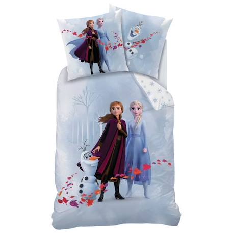 Parure de lit imprimée 100% coton, DISNEY FROZEN TRIO. Taille : 140x200 cm BLEU 2 - vertbaudet enfant 