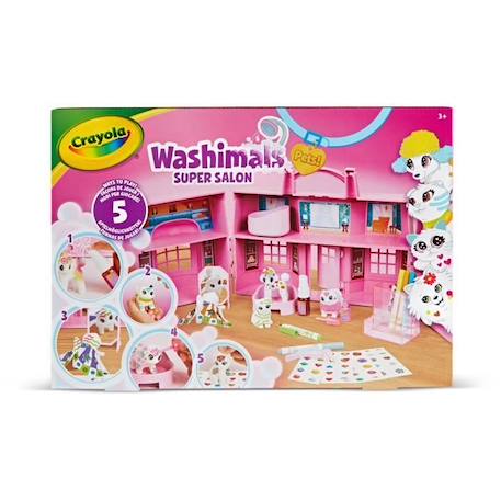 Coffret Super Salon Washimals - CRAYOLA - 5 animaux miniatures - Accessoires lavables à l'eau ROSE 6 - vertbaudet enfant 