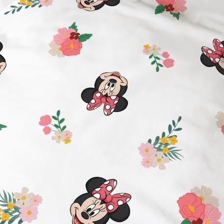 Drap-housse imprimé 100% coton, DISNEY HOME MINNIE FLOWER 90x190 cm - Bonnet 30cm BLANC 2 - vertbaudet enfant 