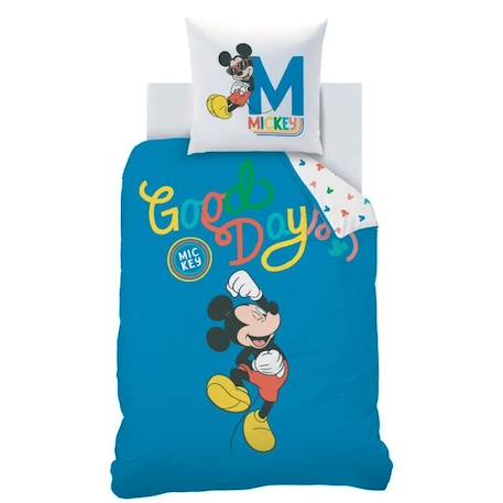 Parure de lit enfant Disney Mickey Good Days en coton 140x200cm BLEU 3 - vertbaudet enfant 