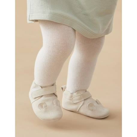 Chaussons en cuir élastiqués BLANC 1 - vertbaudet enfant 