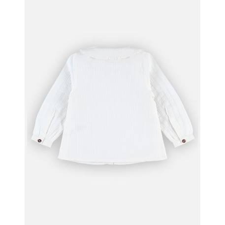 Blouse en popeline ajourée manches longues BLANC 4 - vertbaudet enfant 