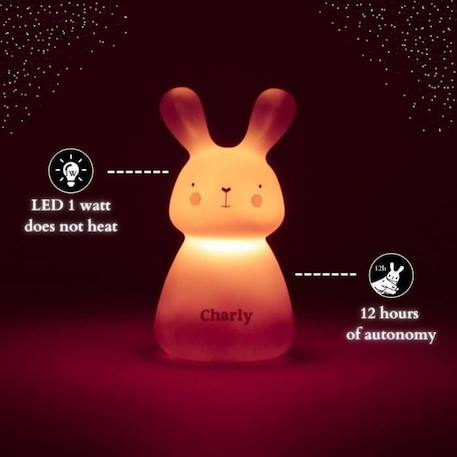 Veilleuse lapin « Charly » de Olala® - Veilleuse enfant lampe nuit idéal pour accompagner le sommeil [ Veilleuse fille ROSE ] ROSE 3 - vertbaudet enfant 