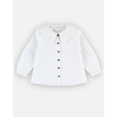 Blouse en popeline ajourée manches longues BLANC 3 - vertbaudet enfant 