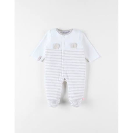 Pyjama 1 pièce rayé en velours BEIGE 1 - vertbaudet enfant 