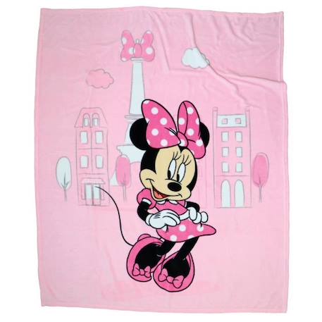 Plaid polaire imprimé - DISNEY - MINNIE SHOPPING - Rose - 125x150 cm - Lavable à 30° ROSE 2 - vertbaudet enfant 