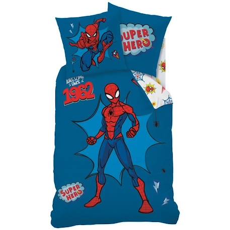 Parure de lit imprimée 100% coton, SPIDERMAN HOME AVENGER. Taille : 140x200 cm BLEU 2 - vertbaudet enfant 